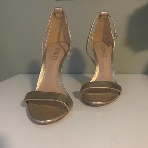 Schutz gold stiletto sandals